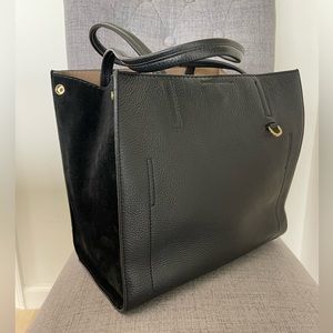 Almost new Banana Republic black pebbled leather and suede tote